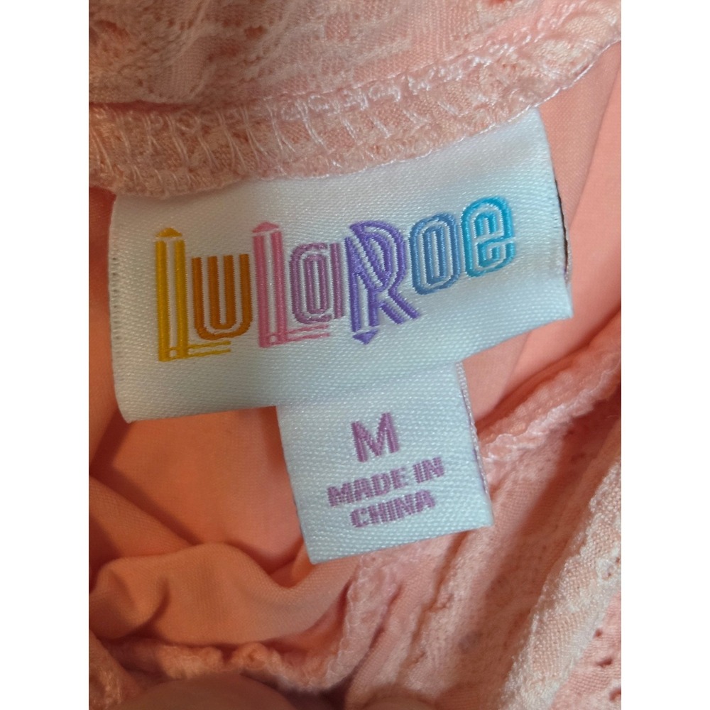 LuLaRoe Poppy Peach Eyelet Lace Tiered Maxi Skirt Boho Summer Peach Medium - Picture 5 of 5